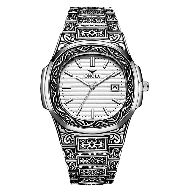 ONOLA Watch Retro Carved Quartz 30M Waterproof