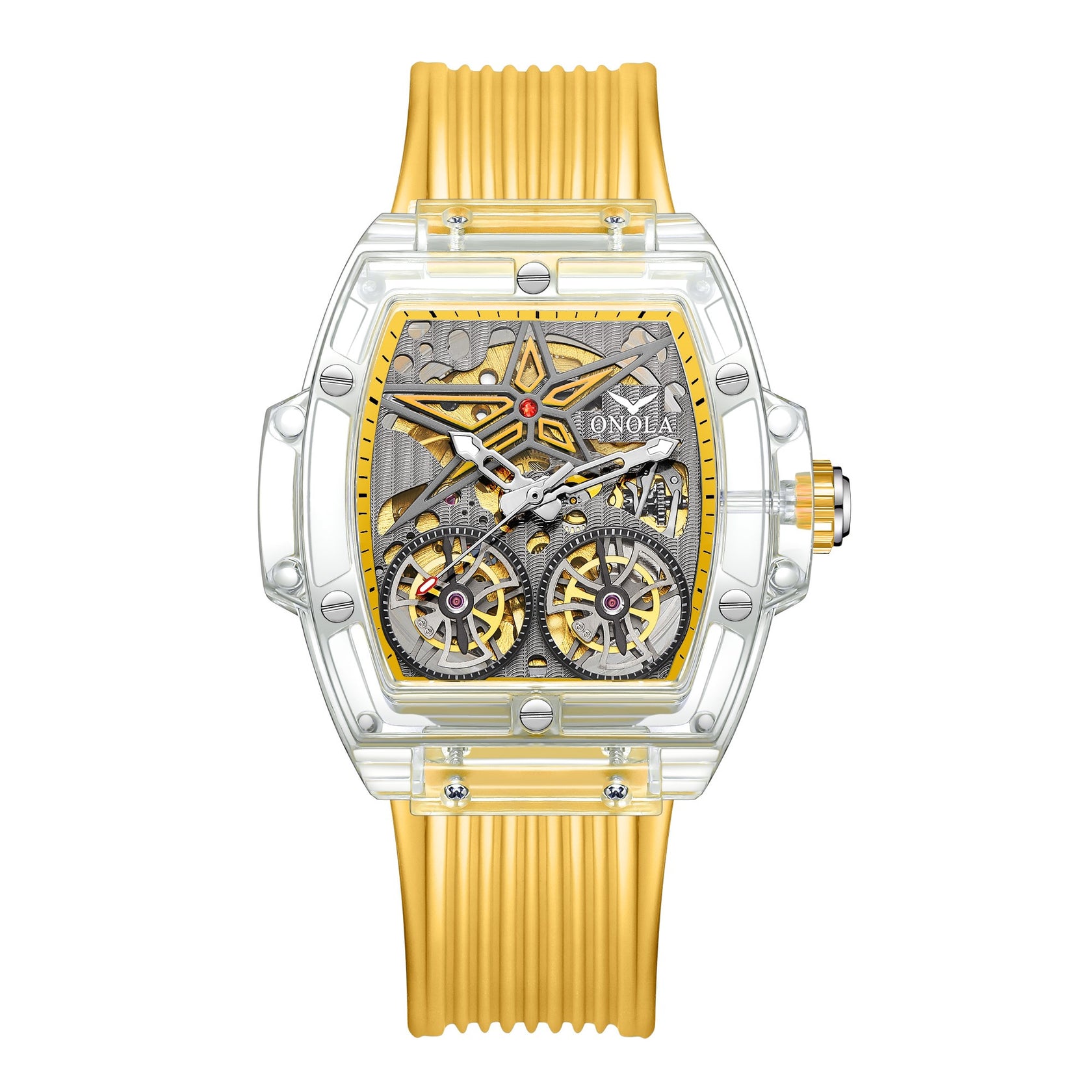 ONOLA Watch Double Tourbillon Transparent Automatic 30M Waterproof ...